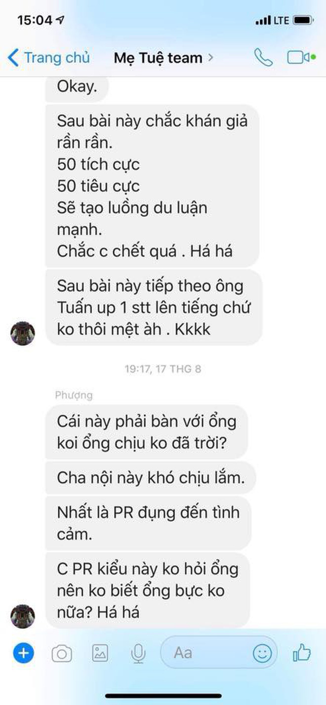 An Nguy công khai tin nhắn tố Cát Phượng đứng sau dàn dựng việc PR chuyện tình cảm với Kiều Minh Tuấn