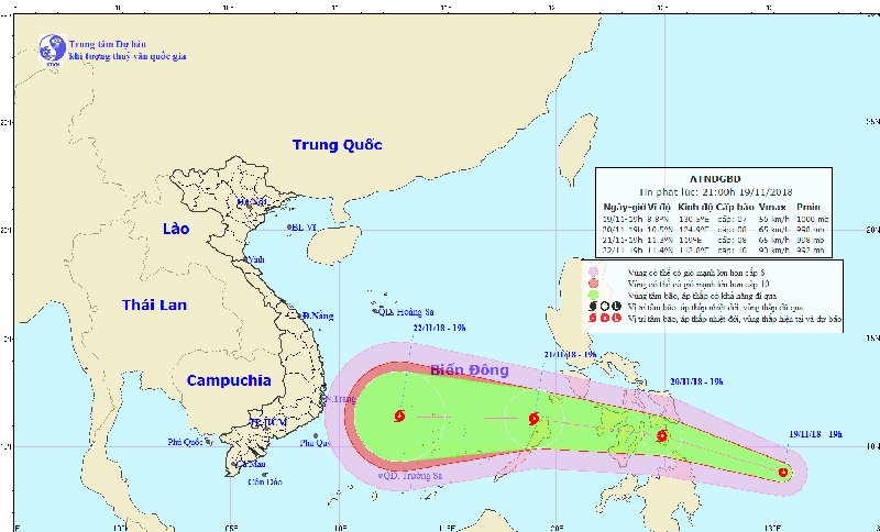 Dự báo thời tiết 20/11: Áp thấp thành bão gần Biển Đông, liên tục tăng cấp