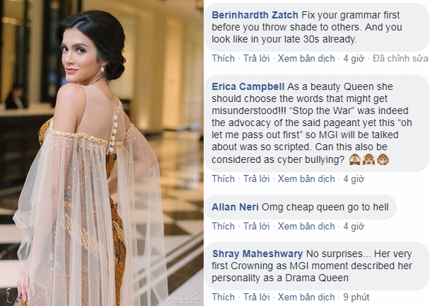 Hoa hậu Hòa Bình bị cư dân mạng quốc tế chỉ trích dữ dội vì cười hả hê khi được khen đẹp hơn Phương Khánh