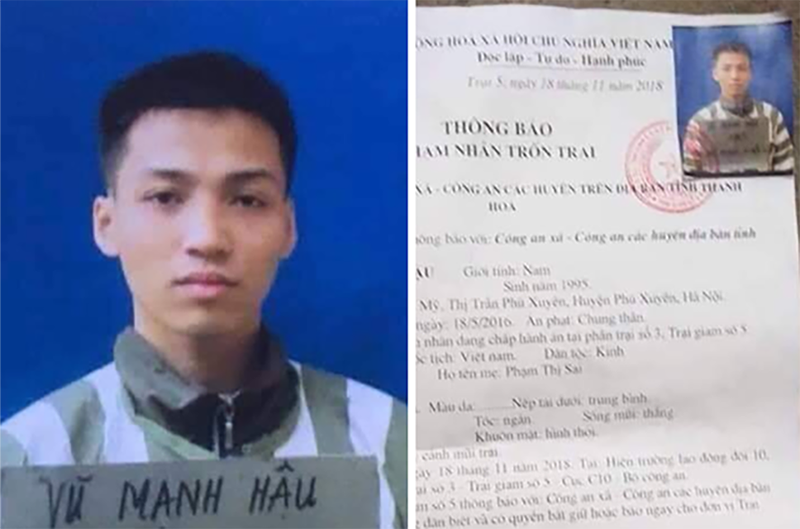Phạm nhân thụ án chung thân trốn khỏi trại giam