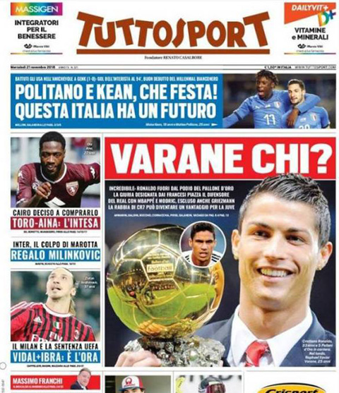 Truyền thông Italia đòi Quả bóng vàng cho Ronaldo