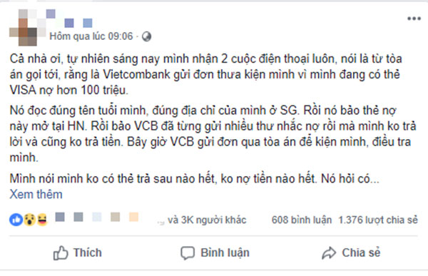 Hoang mang khi nhận cuộc gọi lạ thông báo bị khởi kiện do thẻ VISA nợ hơn 100 triệu: Vietcombank lên tiếng cảnh báo