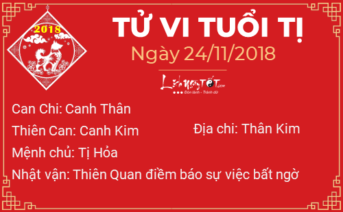 Tử vi Thứ 7 ngày 24/11/2018 của 12 con giáp: Dần bất ngờ được cho tiền, Tị bị Thiên Quan tai họa