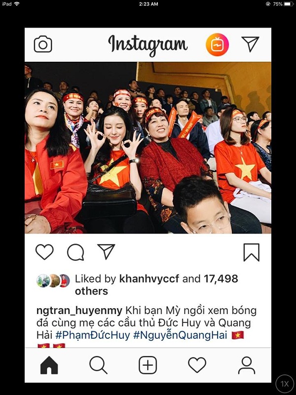 Á hậu Huyền My bất ngờ ‘thả thính’ Quang Hải, Đức Huy khi đi xem trận Việt Nam – Campuchia