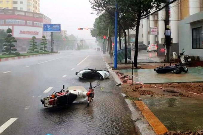 Hàng loạt cây xanh bị quật ngã, nhà tốc mái khi bão Usagi đổ bộ