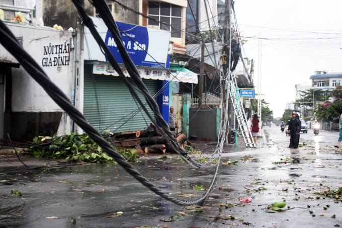 Hàng loạt cây xanh bị quật ngã, nhà tốc mái khi bão Usagi đổ bộ