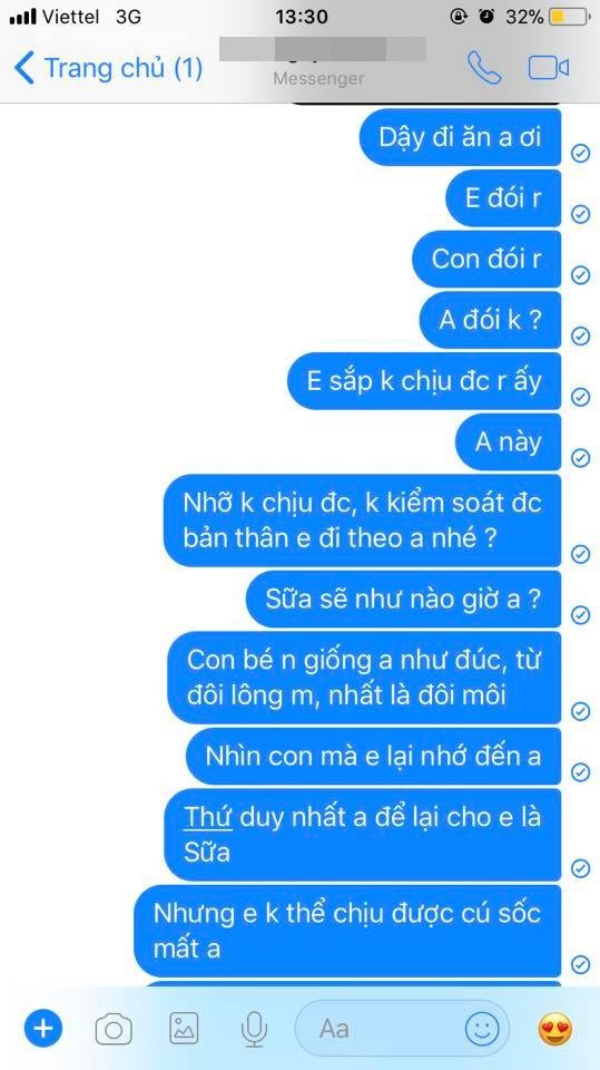 Ngày nào cũng nhắn tin cho người chồng đã mất, câu chuyện của vợ trẻ vừa sinh con 10 ngày khiến bao người rơi nước mắt
