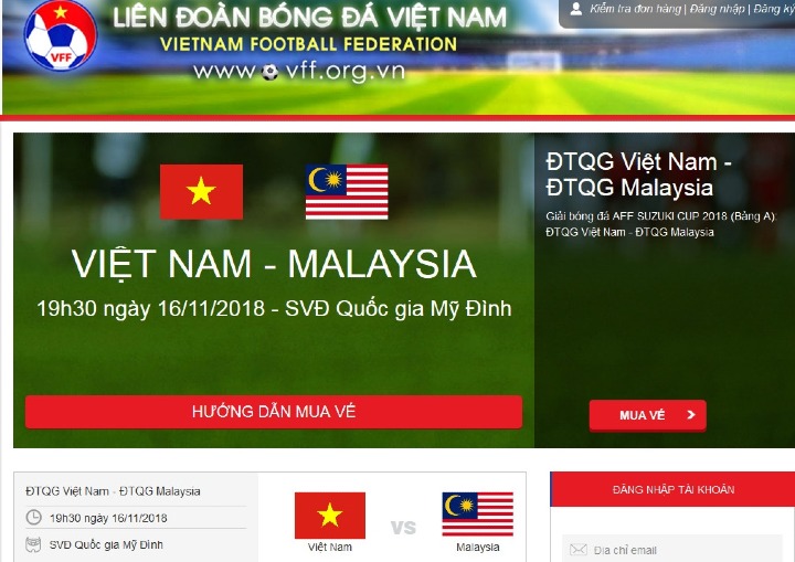 Cách mua vé online trận bán kết lượt về của Việt Nam