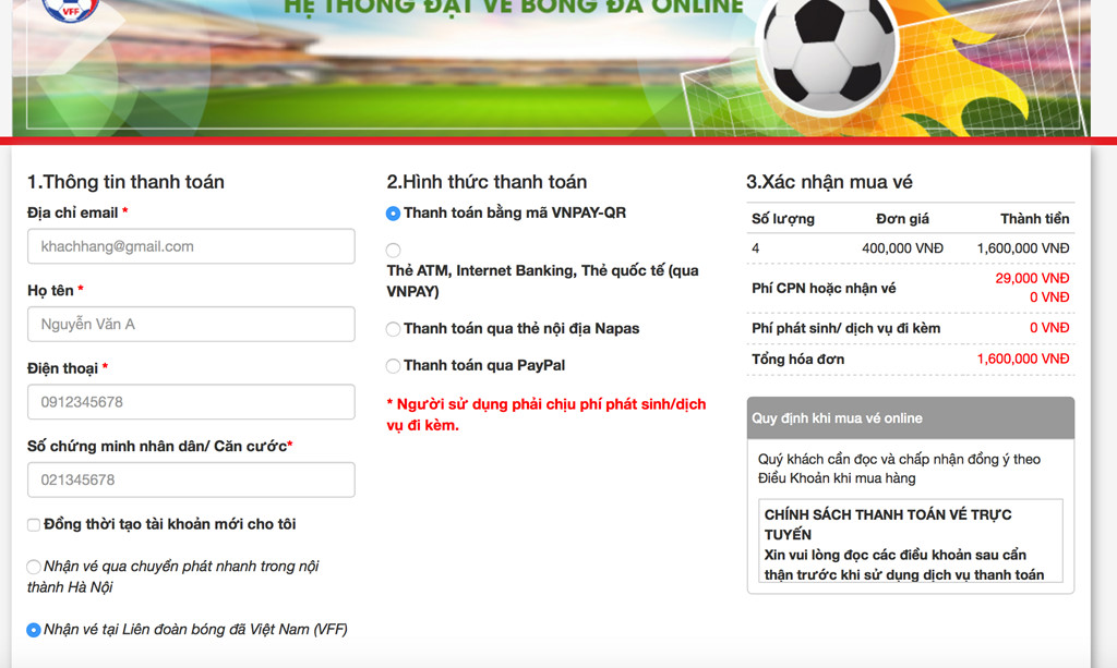 VFF bán vé online còn mập mờ hơn bán trực tiếp