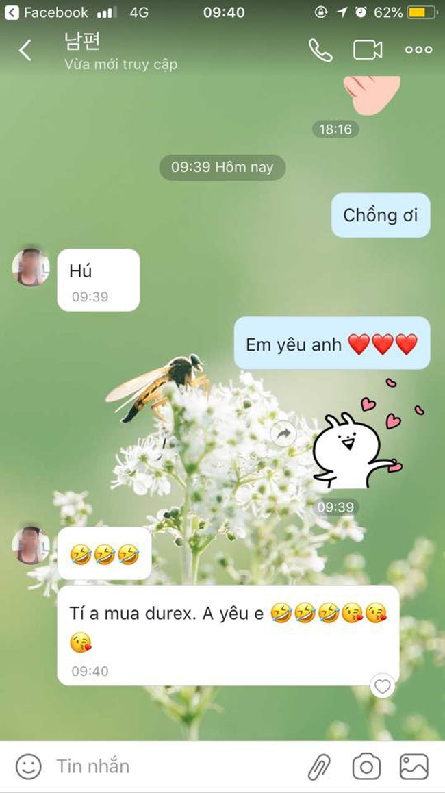 Cười bò với phản ứng của chồng khi nhận được lời yêu thương từ vợ bỉm sữa