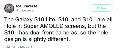 Galaxy S10 sẽ có màn hình đục lỗ dạng thuốc con nhộng