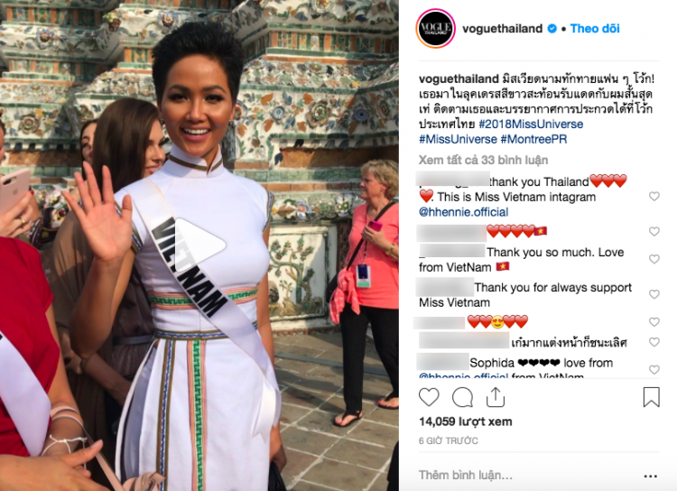 Giữa cả trăm thí sinh Miss Universe, HHen Niê được chọn lên Instagram Vogue Thái Giữa cả trăm thí sinh Miss Universe, HHen Niê được chọn lên Instagram Vogue Thái