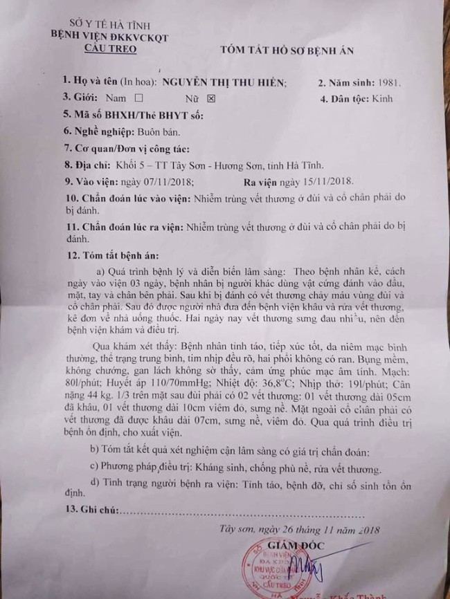Công an vào cuộc xác minh vụ cán bộ quản lý thị trường hành hung chị dâu vì mâu thuẫn tiền bạc
