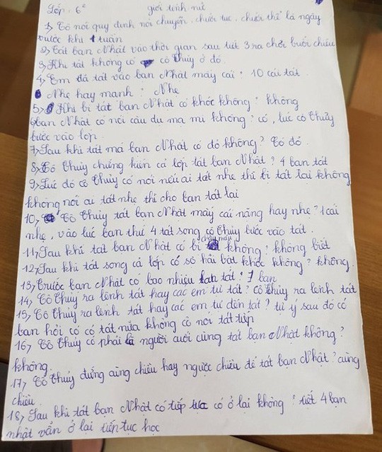 Kiểm điểm hiệu trưởng, thu hồi phiếu điều tra học sinh vụ 231 cái tát