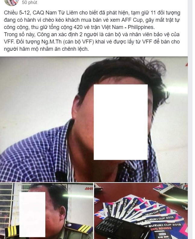 Bắt bảo vệ VFF bán vé mời trận bán kết AFF Cup của tuyển Việt Nam