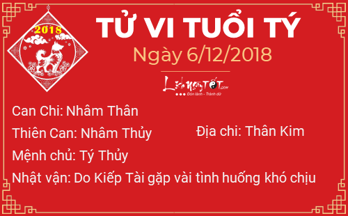 Tử vi Thứ 5 ngày 6/12/2018 của 12 con giáp: Tị có cơ hội tìm bạn đời, Tý bị Kiếp Tài quấy phá Tử vi Thứ 5 ngày 6/12/2018 của 12 con giáp: Tị có cơ hội tìm bạn đời, Tý bị Kiếp Tài quấy phá