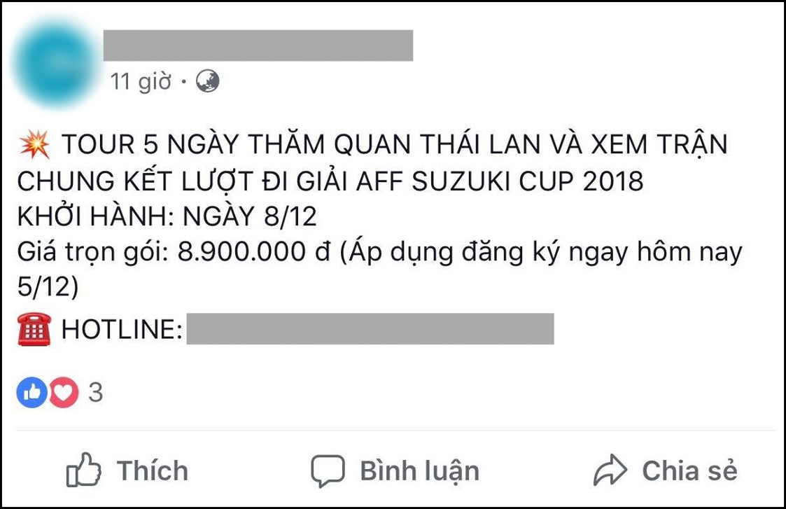 Tiên tri Malaysia thua trận, nhiều công ty mở bán tour cho người hâm mộ xem chung kết AFF Cup 2018 tại... Thái Lan Tiên tri Malaysia thua trận, nhiều công ty mở bán tour cho người hâm mộ xem chung kết AFF Cup 2018 tại... Thái Lan