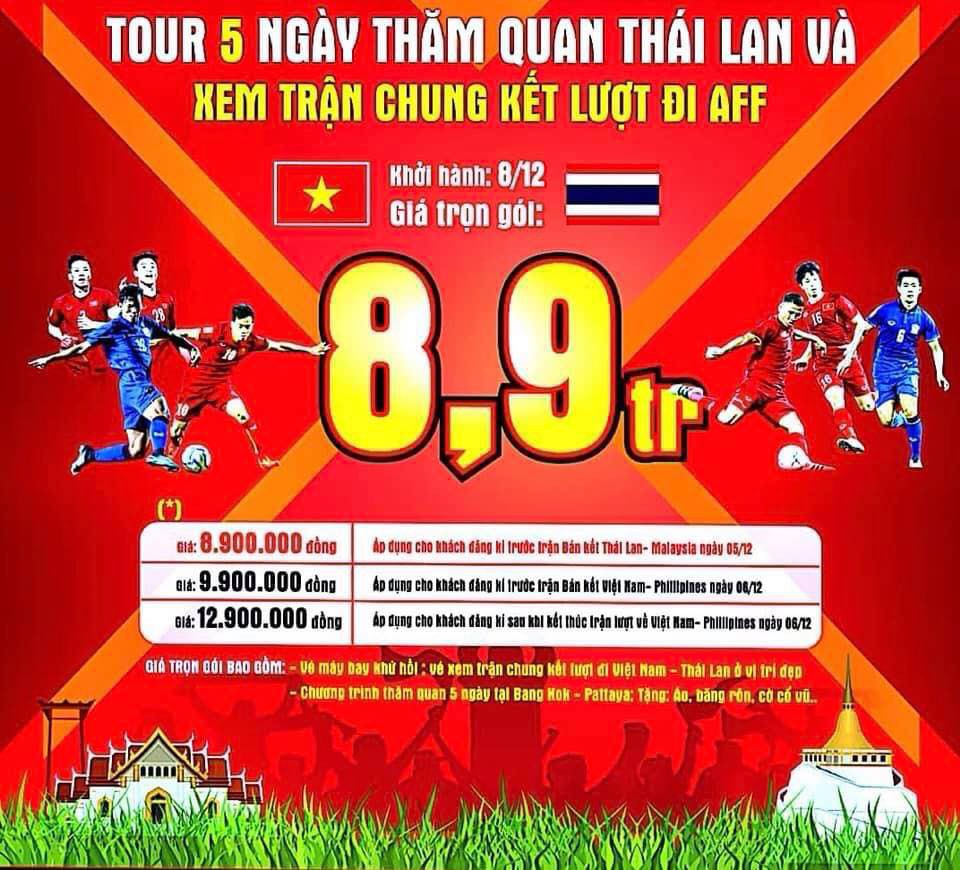Tiên tri Malaysia thua trận, nhiều công ty mở bán tour cho người hâm mộ xem chung kết AFF Cup 2018 tại... Thái Lan Tiên tri Malaysia thua trận, nhiều công ty mở bán tour cho người hâm mộ xem chung kết AFF Cup 2018 tại... Thái Lan