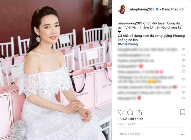 Cổ vũ đội tuyển Việt Nam nhưng lại dùng ảnh cũ khi còn vòng eo con kiến để đăng, Nhã Phương khiến dân mạng thích thú