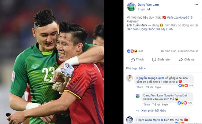 Trọng Đại gây cười với màn xin các cầu thủ tuyển VN vé xem chung kết