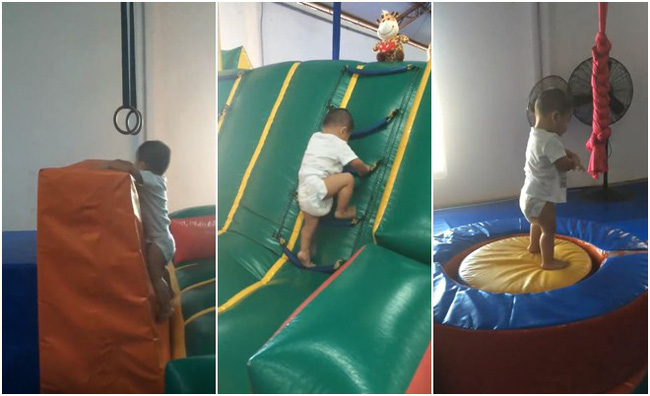 Vẫn còn đóng bỉm nhưng đã vượt qua loạt chướng ngại vật khó nhằn, cậu bé khiến dân mạng không khỏi trầm trồ