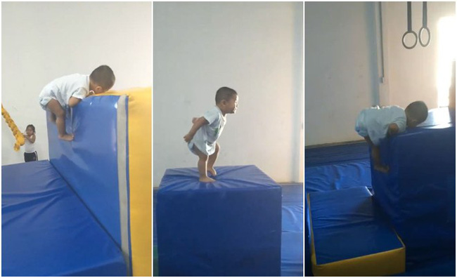 Vẫn còn đóng bỉm nhưng đã vượt qua loạt chướng ngại vật khó nhằn, cậu bé khiến dân mạng không khỏi trầm trồ