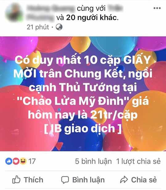 SỐC: Phe vé hét giá 21 triệu đồng/cặp, khẳng định có hàng trăm vé trận Việt Nam - Malaysia để bán lại