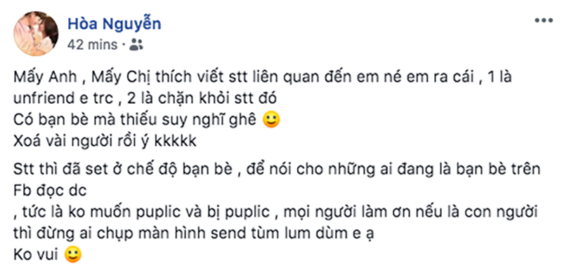 Dường như Hoà Minzy cảm thấy khó chịu khi bạn bè cứ nhắc đến Công Phượng và tỉ số HOÀ thì phải?