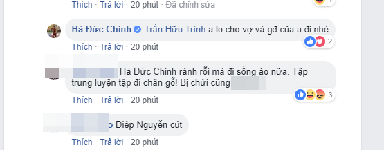 Facebook chính chủ của Hà Đức Chinh liên tục đáp trả chỉ trích của người hâm mộ