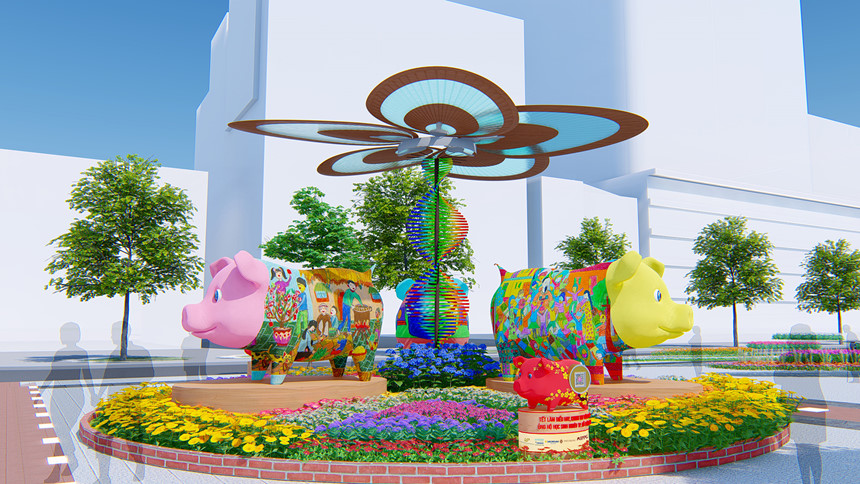 Phối cảnh đường hoa Tết Kỷ Hợi 2019 ở Sài Gòn