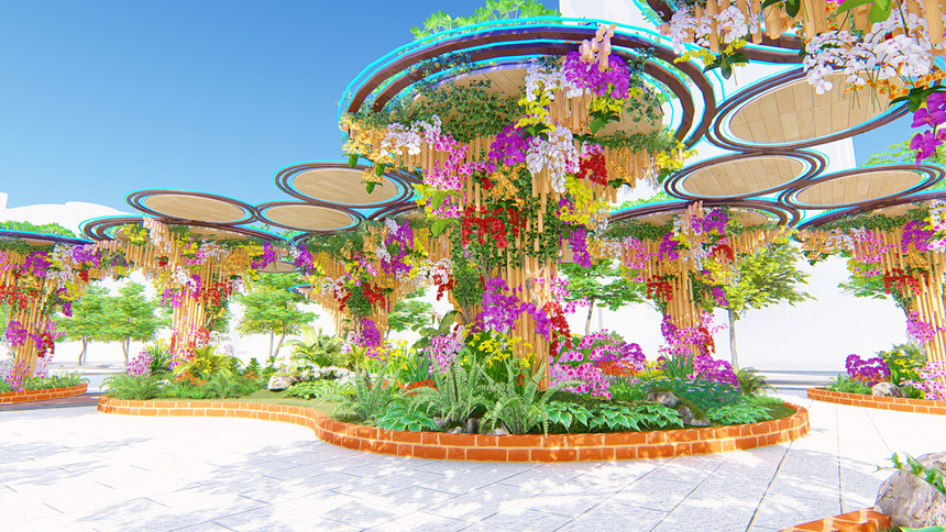 Phối cảnh đường hoa Tết Kỷ Hợi 2019 ở Sài Gòn