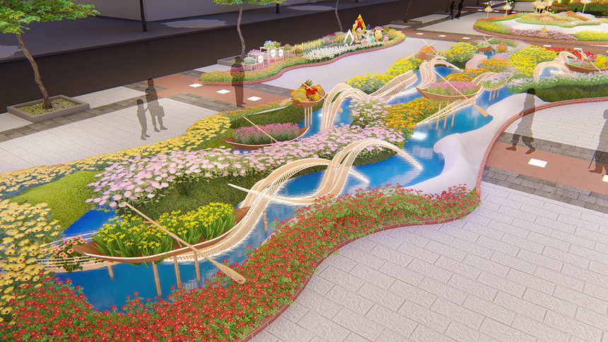 Phối cảnh đường hoa Tết Kỷ Hợi 2019 ở Sài Gòn