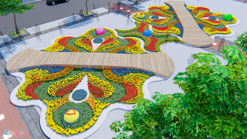 Phối cảnh đường hoa Tết Kỷ Hợi 2019 ở Sài Gòn