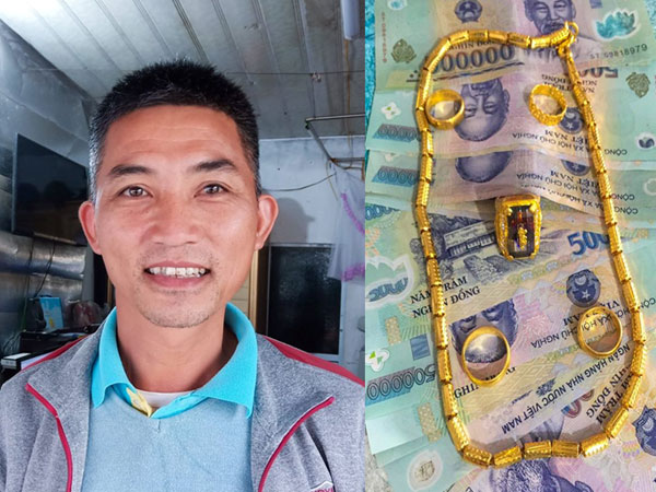 Thầy giáo nghèo thuê xe ôm trả 50 triệu đồng, 23 chỉ vàng nhặt được