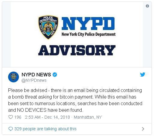 Nước Mỹ hỗn loạn bởi hàng triệu người nhận được email đe dọa đánh bom, phải gửi 20.000 USD vào địa chỉ ví Bitcoin để đảm bảo an toàn