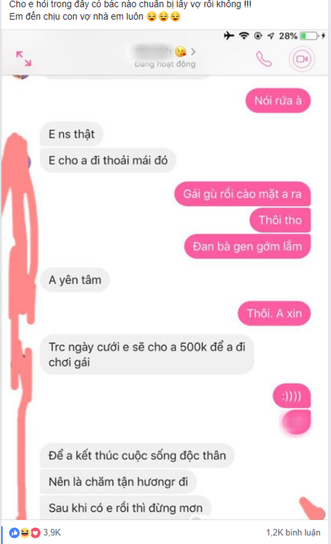 Chàng trai hoang mang vì được vợ sắp cưới cho 500k đi chơi gái, cư dân mạng xúm vào khuyên răn tỉnh táo chớ để bị lừa