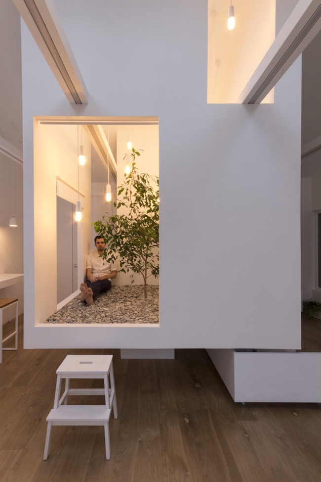 Ấn tượng với ngôi nhà chỉ 48m² nhưng có khoảng xanh cực bắt mắt với phòng khách treo lơ lửng