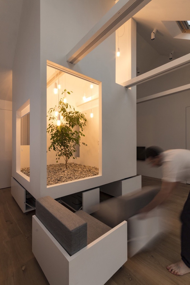 Ấn tượng với ngôi nhà chỉ 48m² nhưng có khoảng xanh cực bắt mắt với phòng khách treo lơ lửng