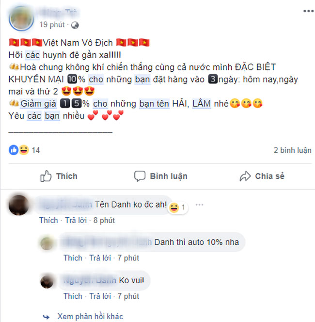 Shop online đua nhau giảm giá cho khách trùng tên Quang Hải, Văn Lâm để ăn mừng chiến thắng AFF Cup