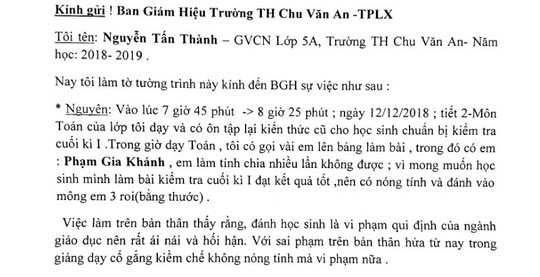 Thầy giáo đánh con của đồng nghiệp bầm tím mông
