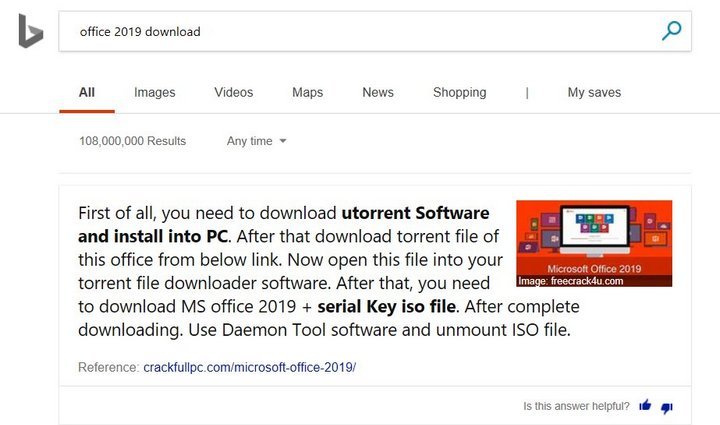 Microsoft bị bắt quả tang đề xuất người dùng cách crack Office 2019?