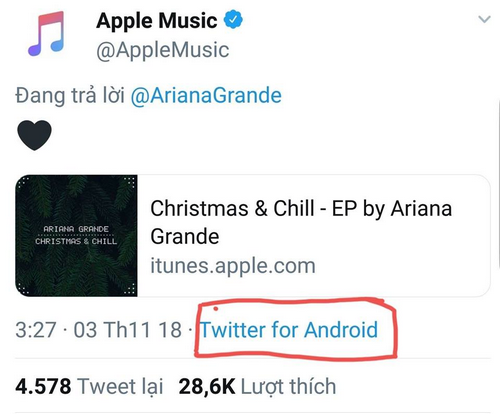 Apple dùng điện thoại Android để bình luận trên Twitter