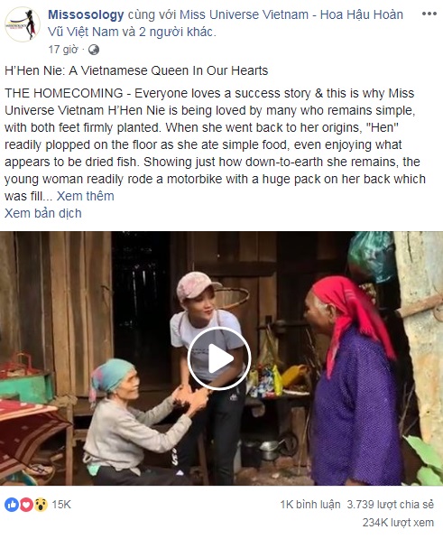 Missosology đăng tải clip HHen Niê về thăm buôn làng, khán giả quốc tế xúc động bỏ rơi cả Tân hoa hậu