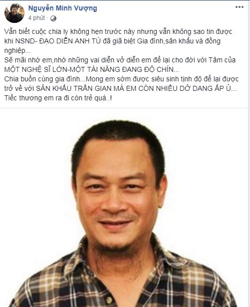 Sao Việt đau buồn, xót xa khi nghe tin nghệ sĩ Anh Tú qua đời