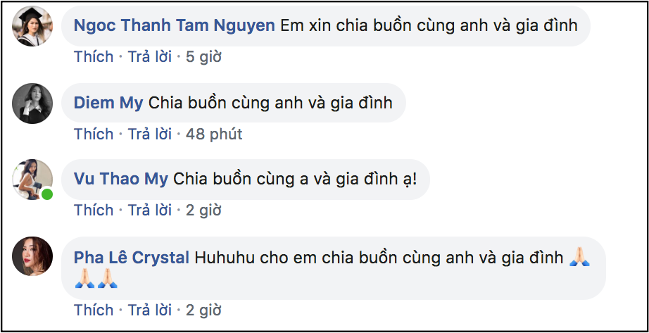 Dàn sao Việt gửi lời chia buồn khi nghe tin mẹ diễn viên Huy Khánh qua đời