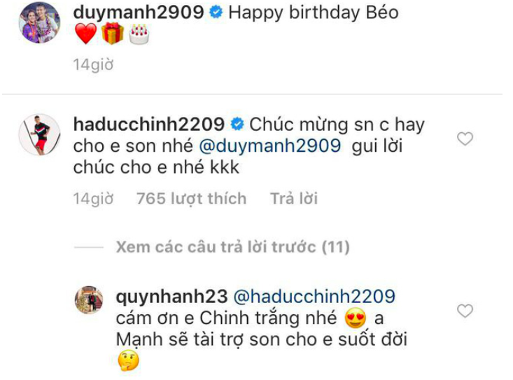 Nhanh nhảu vào chúc mừng sinh nhật công chúa béo bạn gái Duy Mạnh, Đức Chinh để lộ sở thích cực điệu