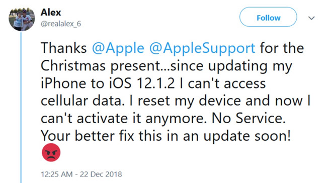Nâng cấp iOS 12.1.2, iPhone mất sóng đúng lễ Giáng sinh