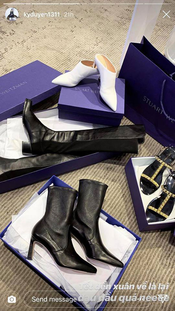 Tết còn chưa tới, Kỳ Duyên đã nhẹ nhàng sắm cùng lúc 4 đôi giày hiệu đón xuân