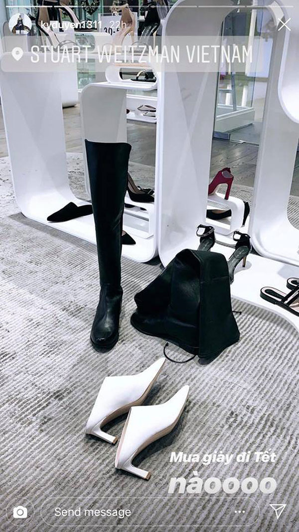 Tết còn chưa tới, Kỳ Duyên đã nhẹ nhàng sắm cùng lúc 4 đôi giày hiệu đón xuân