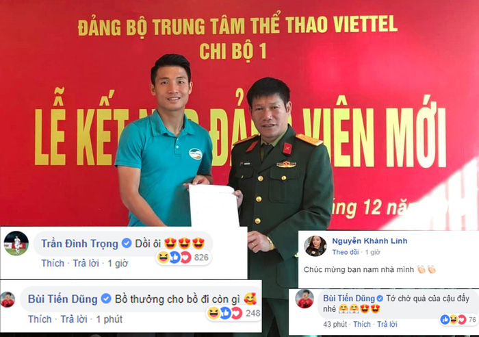 Vừa được kết nạp Đảng, Bùi Tiến Dũng đã lầy lội đòi quà Đình Trọng Vừa được kết nạp Đảng, Bùi Tiến Dũng đã lầy lội đòi quà Đình Trọng